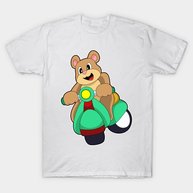 Bear as Biker with Scooter T-Shirt by Markus Schnabel